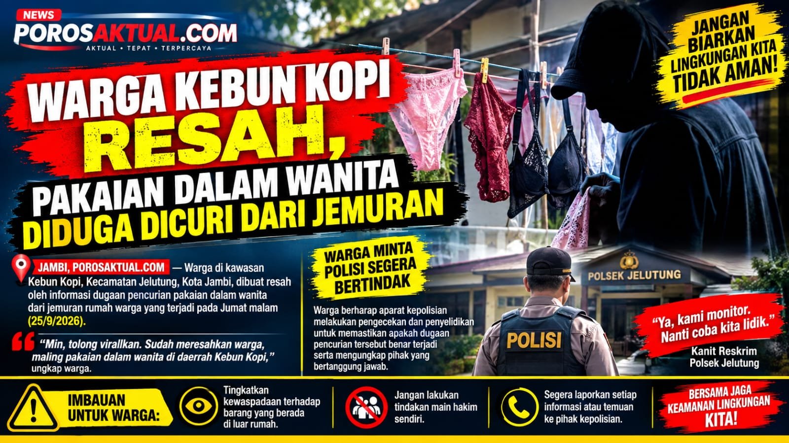 WARGA KEBUN KOPI RESAH, PAKAIAN DALAM WANITA DIDUGA DICURI DARI JEMURAN