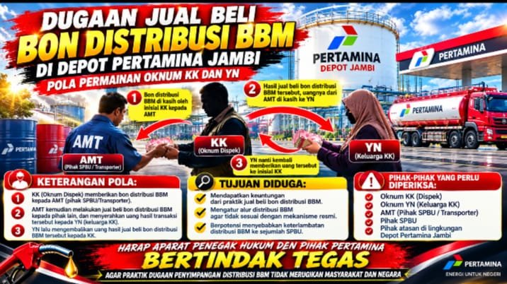 Dugaan Jual Beli Bon Distribusi BBM di Depot Pertamina Jambi Mencuat, Alur Uang dan Orderan Dipertanyakan