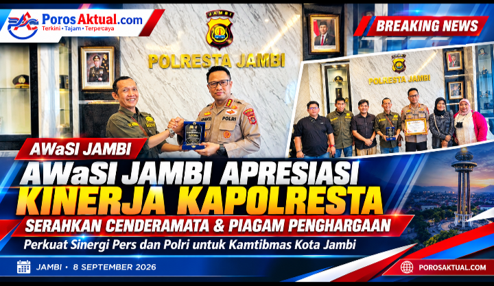 AWaSI Jambi Apresiasi Kinerja Kapolresta, Serahkan Cenderamata dan Piagam Penghargaan